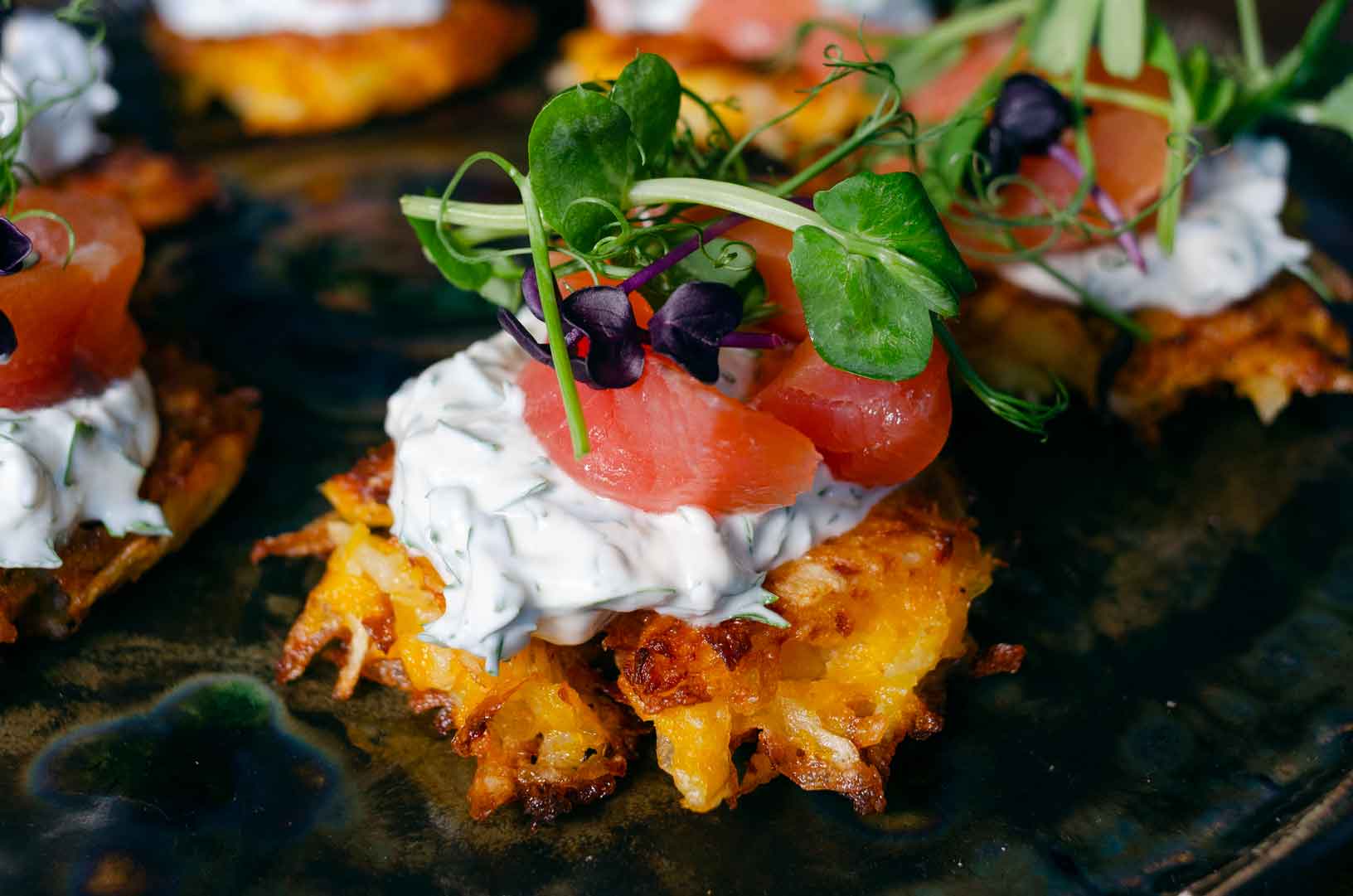 Rösti zucca e patate con salmone affumicato