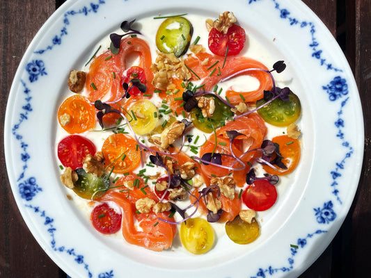 Salmone affumicato con wasabi yogurt